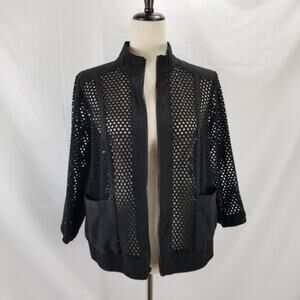 Chico's Zenergy Black Mesh  Zip Front Jacket Excellent! Size 1